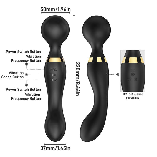 USB Rechargeable Massager Wand Vibrating Magic Massage Full Body Therapy Double Head - 5 - CJ