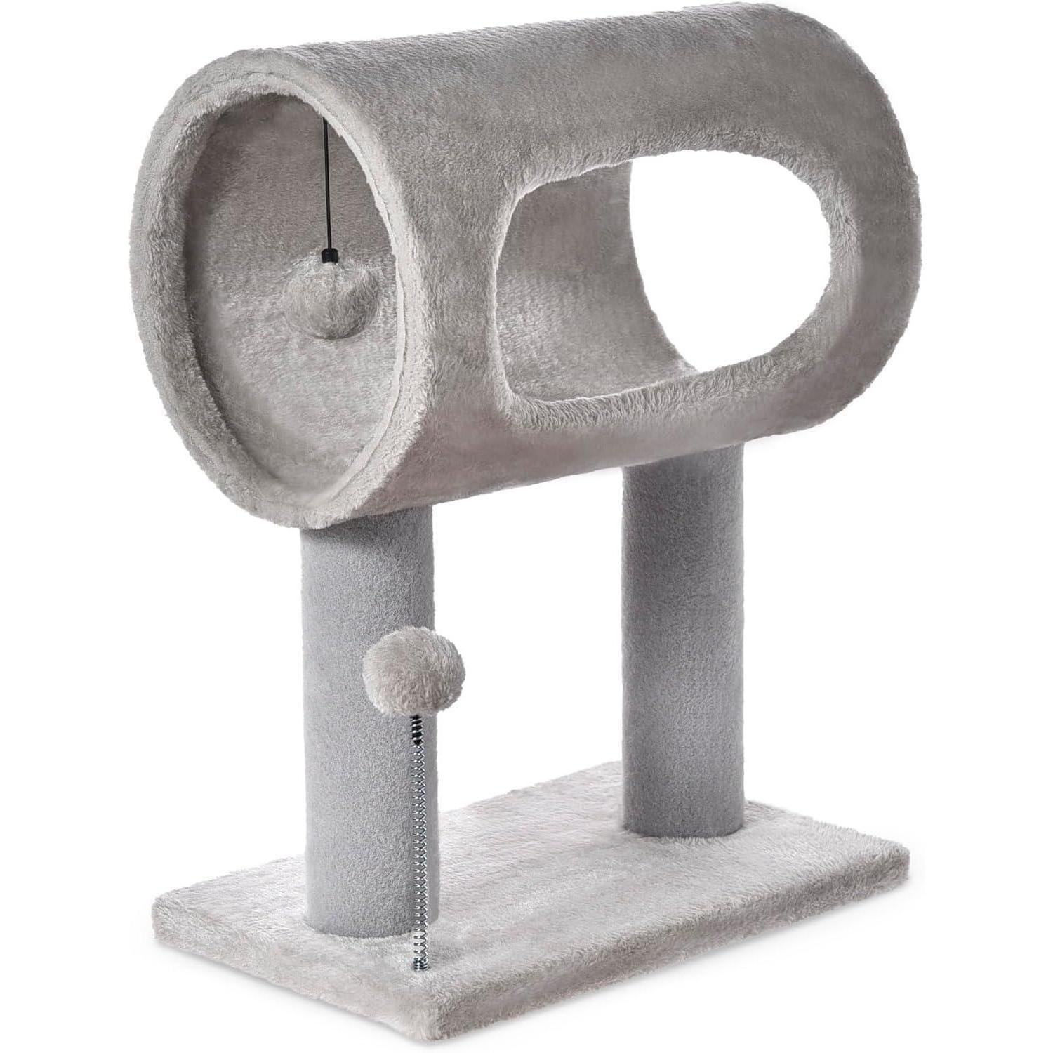 Gray Indoor Cat Tree With Hanging Ball 20.5Cat Tree With Tunnel Bed And Scratching Post Cat Tower - 5 - CJ