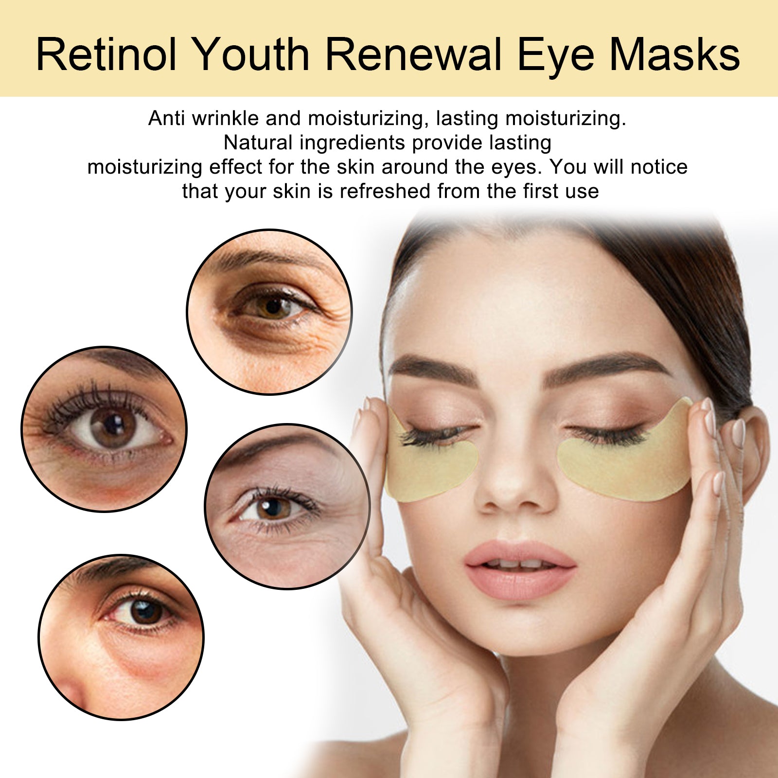 EELHOE Retinol Eye Mask, Lightening And Lifting Fine Lines Around Eyes Repair Dark Circles And Eye Bags Moisturizing Eye Mask - 5 - CJ