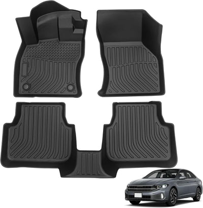 Floor Mats Custom For Jetta 2019 - 2025 Waterproof Car Mats All Weather Guard Mats Heavy Duty TPE Automotive Floor Liners Accessories Front& Rear Row Full Set - Black - 5 - CJ