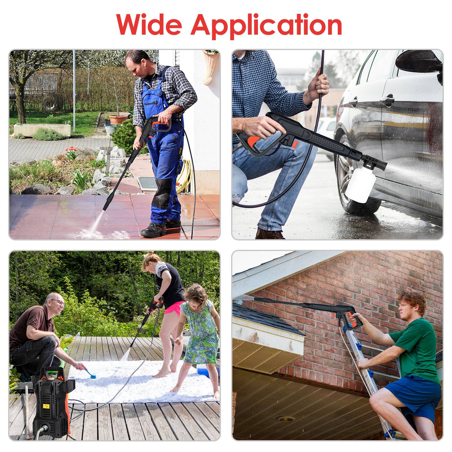 1Pc Electric High Pressure Washer 1740PSI  Powerful Car Washer Pressure Cleaner With Adjustable Spray Nozzle Soap Dispenser IPX5 Waterproof For Patio Garden Driveway - 5 - cjdropshipping