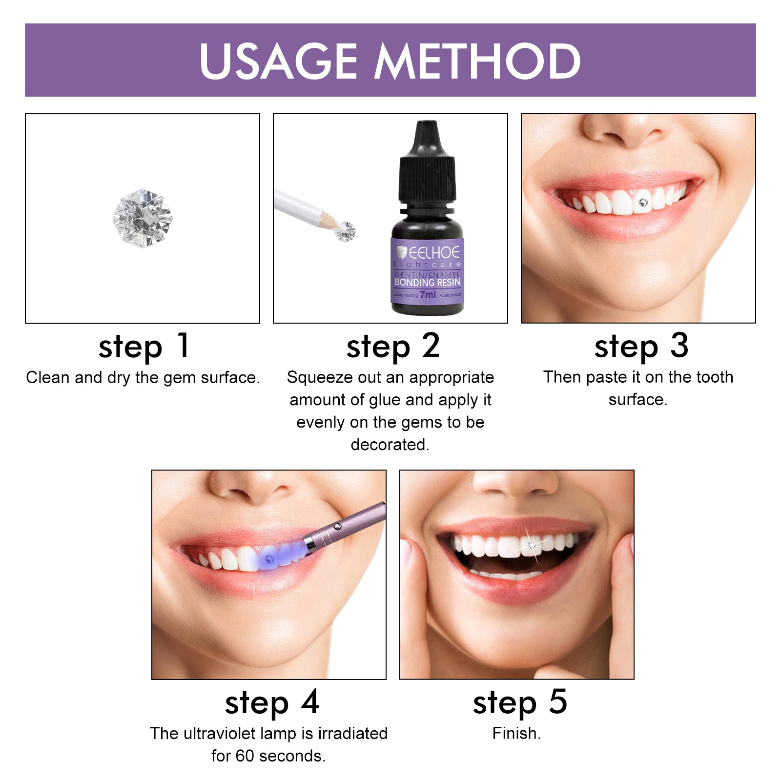 EELHOE Tooth Gem Decorative Glue, DIY Fashionable Jewelry Bonding Teeth Gems Light Cured Adhesive Glue - 5 - CJ