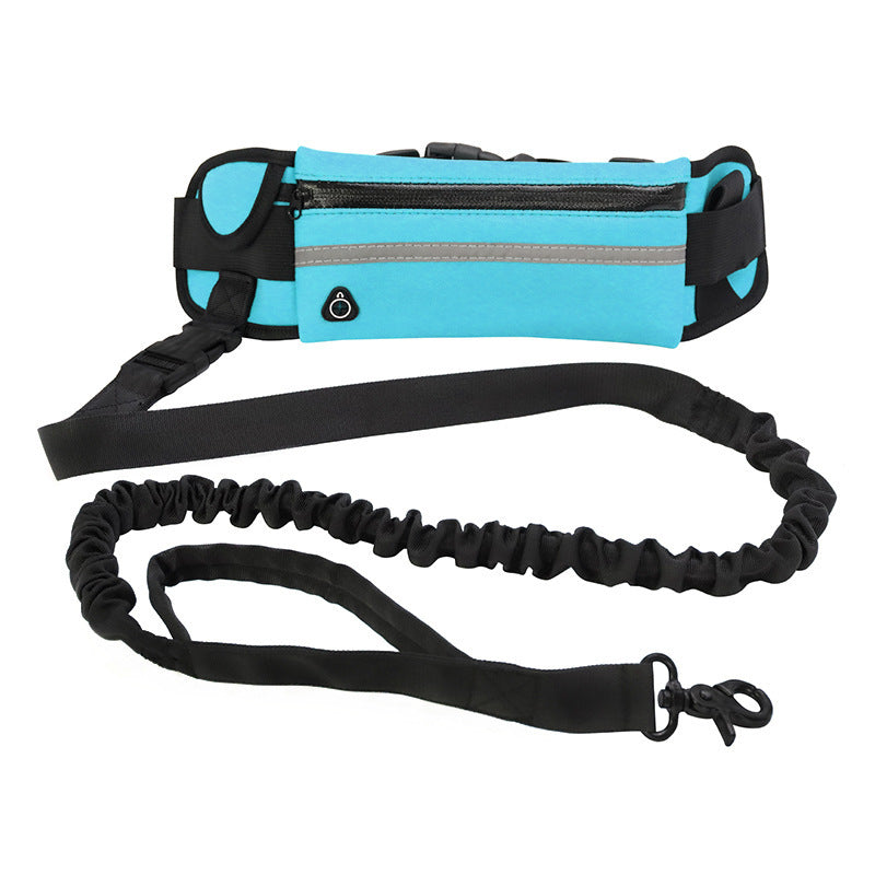 Hands Free Dog Leash Pet Walking And Training Belt With Shock Absorbing Bungee Leash For Up To 180lbs Large Dogs Phone Pocket And Water Bottle Holder - 4 - CJ - Blue - CJJJCWGY04596 - Blue