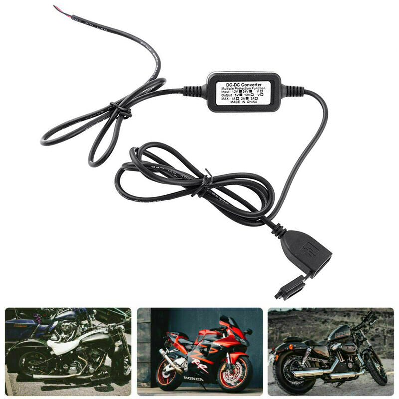 Waterproof Motorbike Motorcycle Power Adapter USB Charger Socket For GPS 12V-24V