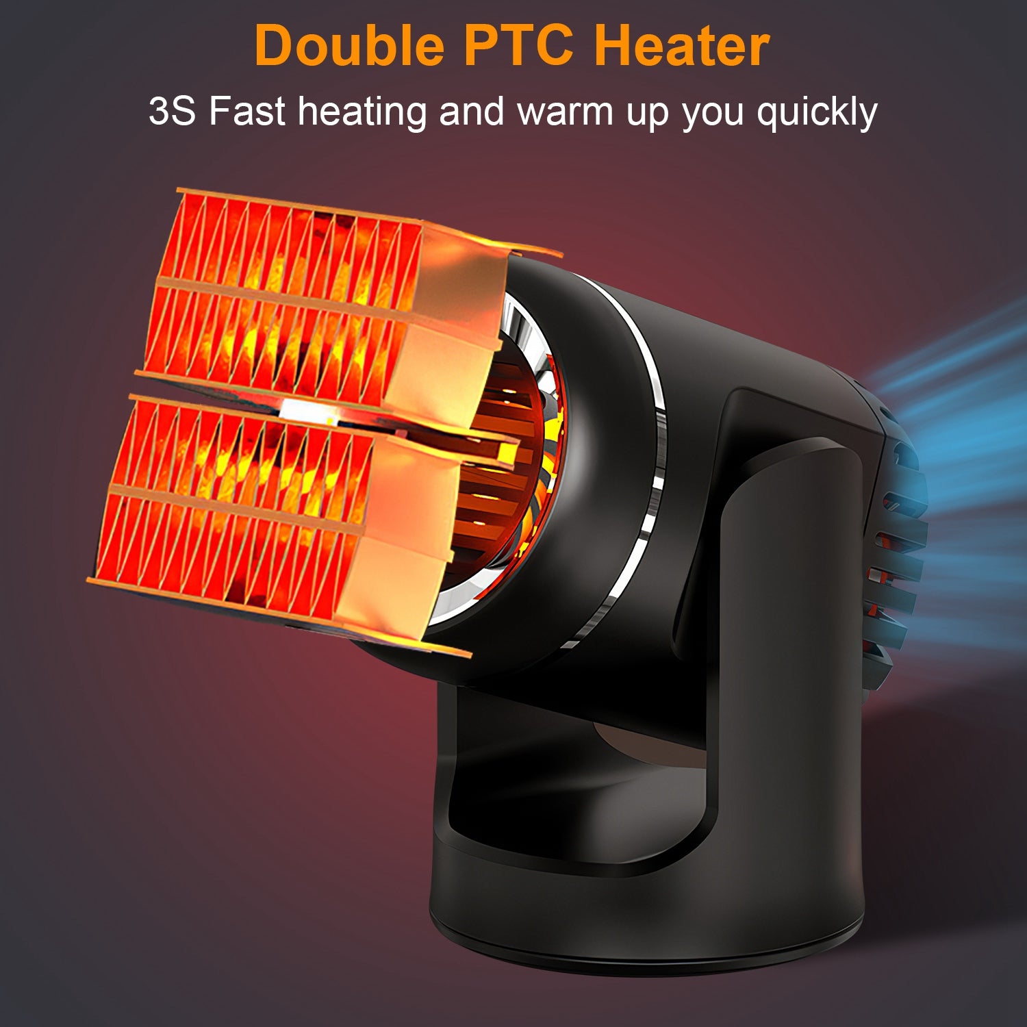 24V 160W Or 12V 120W Portable Car Heater 2 In 1 Heating Cooling Fan Rotatable Demister Defroster With 4.92ft Cord - 5.0 - CJ