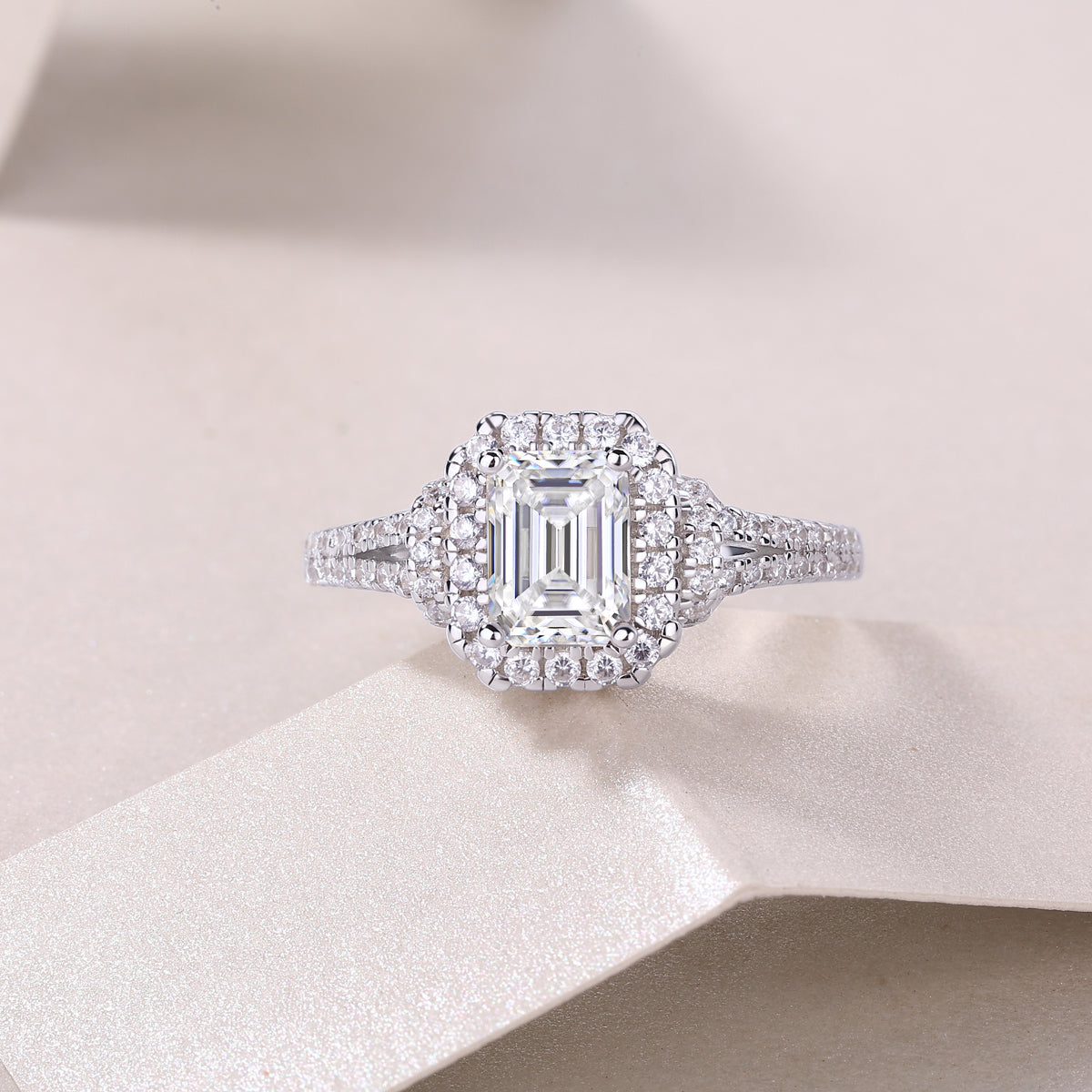 1Square Luxury Diamond Ring Fashion Moissanite Silver Ring Prohibit TikTok sales - 5 - CJ