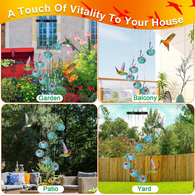 1Pc Wind Chimes Humming Bird Feeder Ant And Bee Proof Outdoor Hanging Hummingbird Feeder For Viewing Decoration For Garden Patio Yard Balcony - 5 - CJ