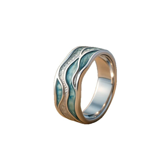 Beach Wave Series Ring Design Aurora Ocean Holiday Style Jewelry - 0 - CJ