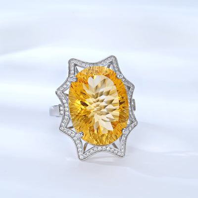 Natural Crystal Jewelry European And American Simple Light Luxury Style Large Topaz Ring - 4 - CJ
