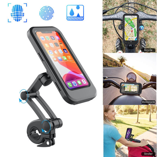 Adjustable Waterproof Bicycle Mobile Phone Holder Mount Universal Bike Motorcycle Handlebar Cell Phone Support Mount Bracket Bag - 0 - CJ