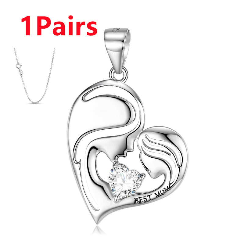 S925 Sterling Silver Best Mom Necklace Mother's Day Series Necklace - 4 - CJ - PNC00824 Set - CJJE159972317QJ