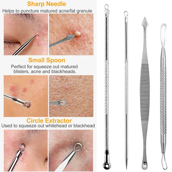 7 Pcs Blackhead Remover Kit Stainless Steel Pimple Comedone Acne Extractor Needle Tools - 5 - CJ