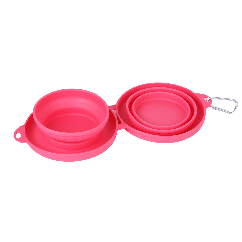 Rubber Foldable Double Bowl Pet Feeding Bowl Pets Supplies Dog Cat Bowls - 0 - CJ