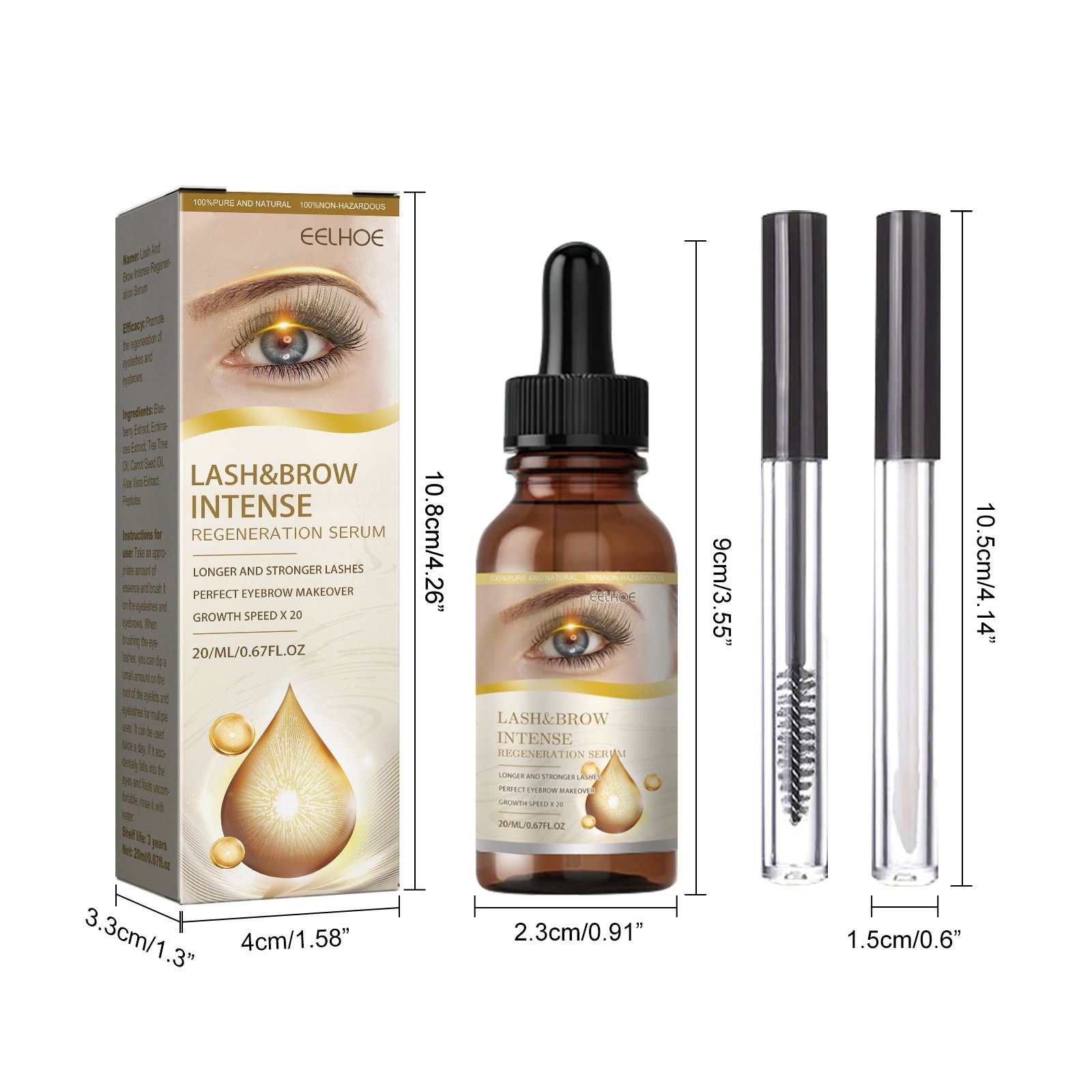 EELHOE Mascara - Gentle, Traceless, Lengthening, Curling, And Beautifying Eyelash Liquid For Lush And Dark Eyebrows - 5 - CJ