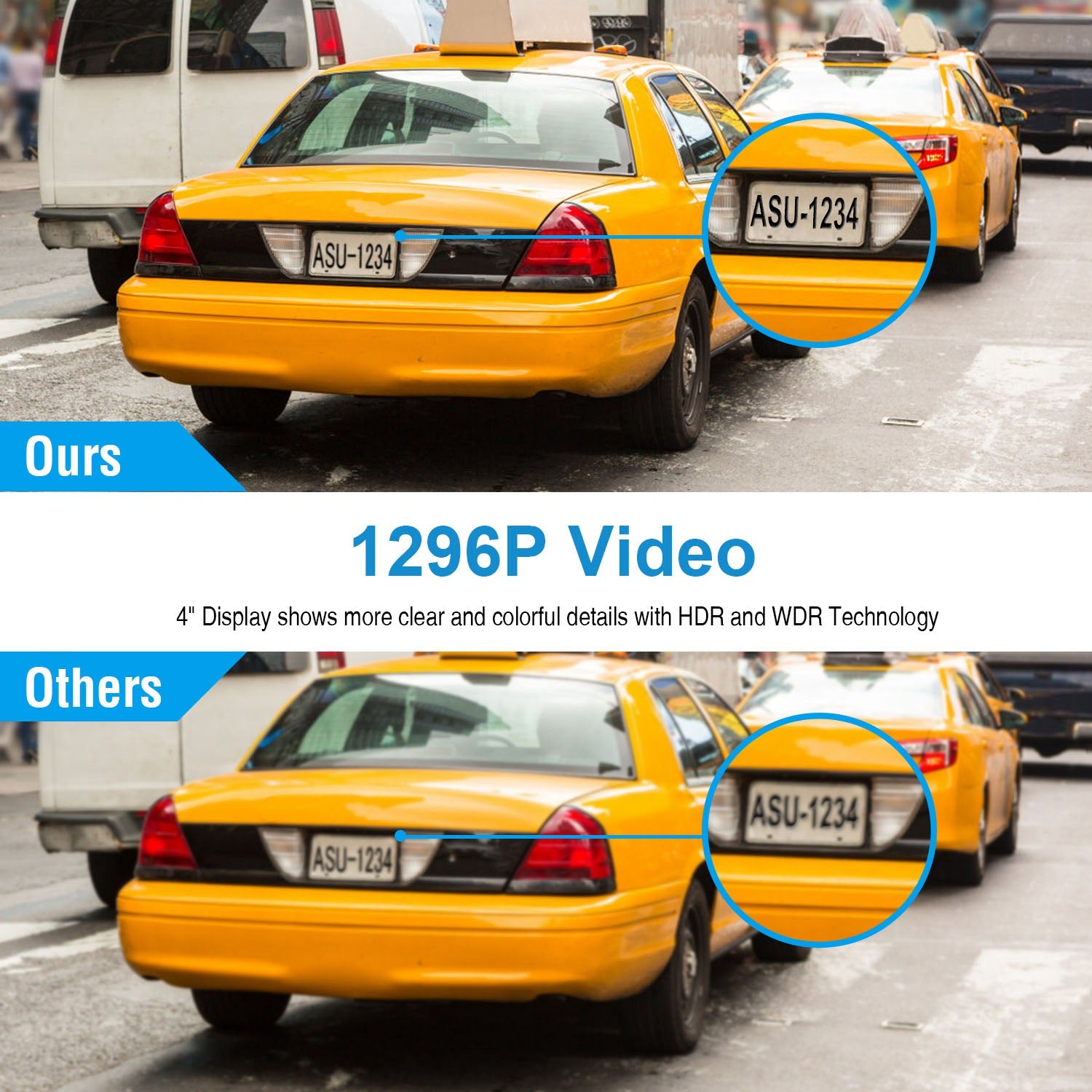 1296P Car DVR Dash Camera 4In 3 Lens Vehicle Driving Recorder Seamless Recording - 5 - cjdropshipping