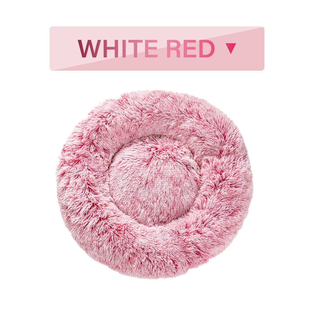 Fluffy Donut Dog Bed  Warm Soft Long Plush Pet Cushion Dog House Cat  Bed Washable Pet Sofa Mat Calming Samll Large Dog Beds - 4 - CJ