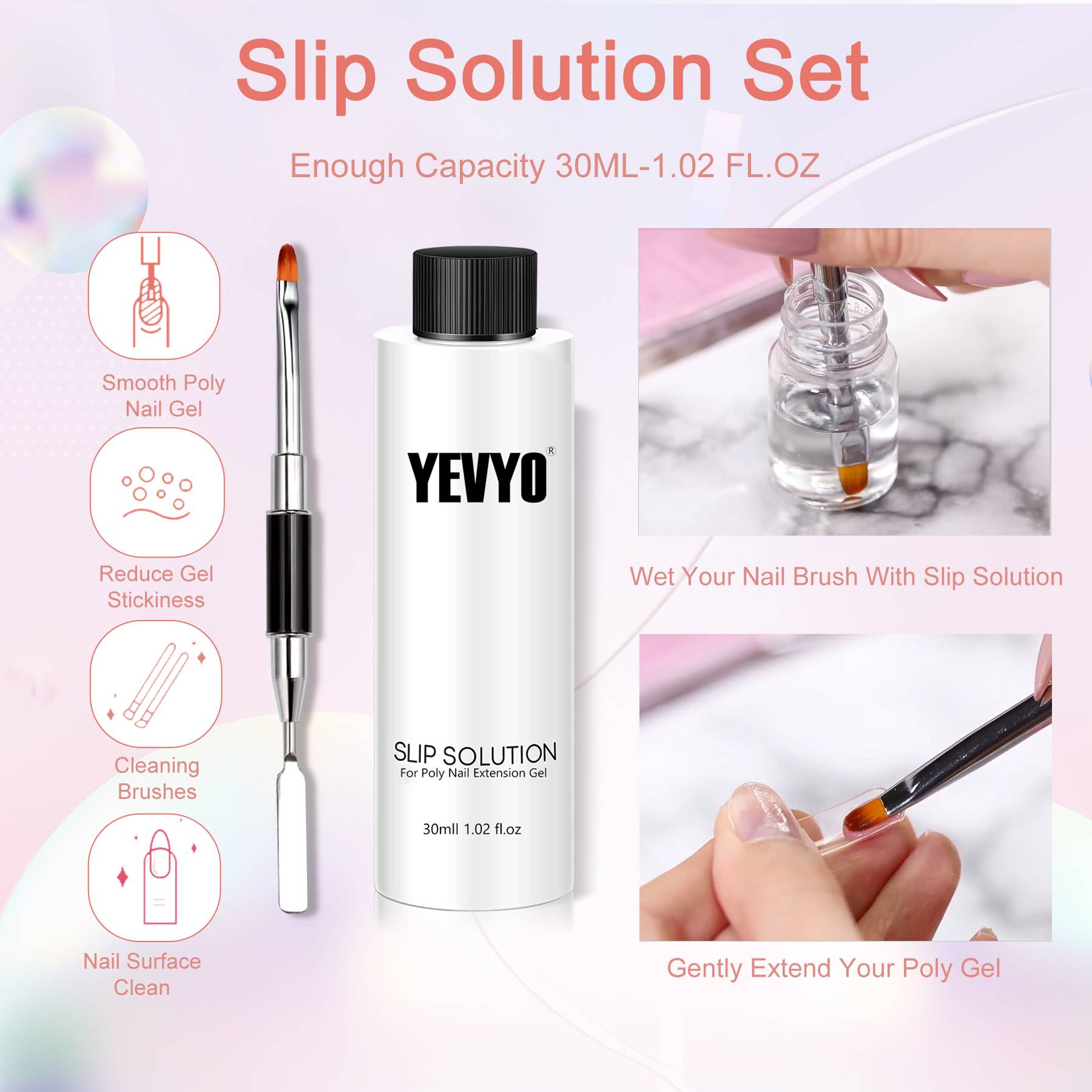 6 PCS Poly Gel Nail Kit With UV Lamp, Top Base Coat Builder Nails Art Tools - 5 - CJ