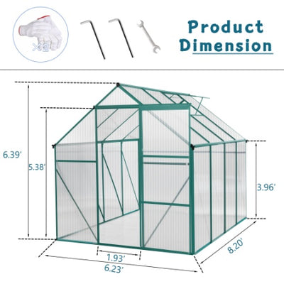 Green - 6 X 8 FT Outdoor Patio Greenhouse - 5 - CJ