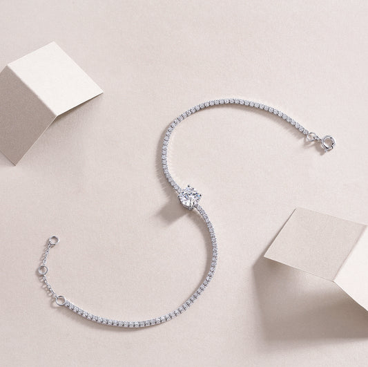 1Dawn Dew Beads Luxury Fashion Mossan Diamond Silver Jewelry Comparable To Natural Diamond Bracelet Prohibit TikTok sales - 5 - CJ
