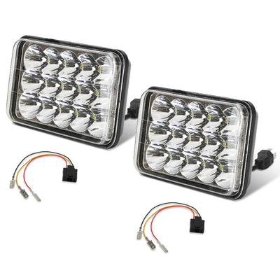 2Pcs 4x6in Car LED Headlights Vehicle Rectangular Headlamp With H4 Socket H4 - to - 3Pins Adapter With High Low Beam White Light IP68 Waterproof For 10 - 80V SUV Truck Sedan Car Motorcycle - 5 - cjdropshipping