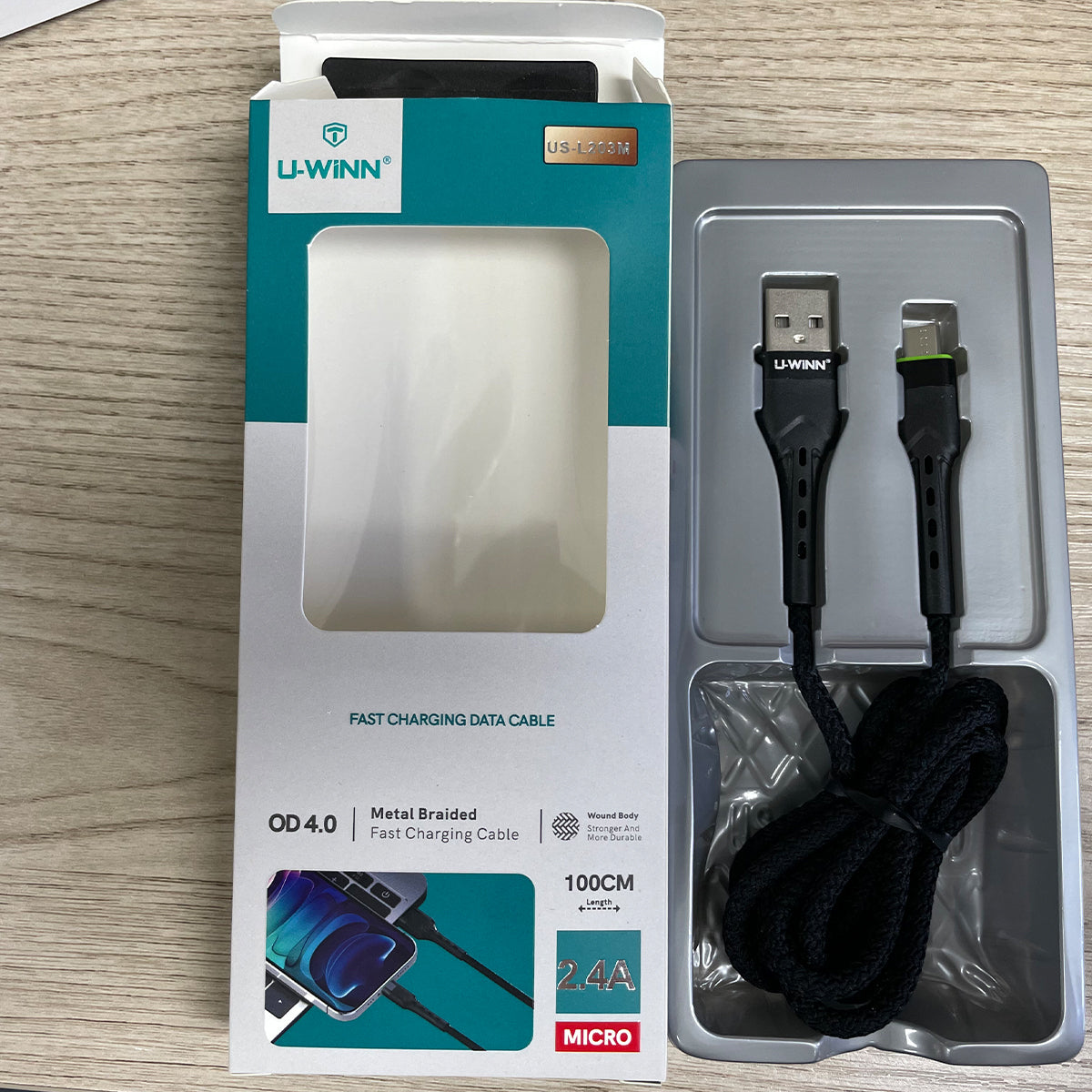 L203 Micro USB Cable 2.4A 1M Black USB 3.0 UWINN - 5 - CJ