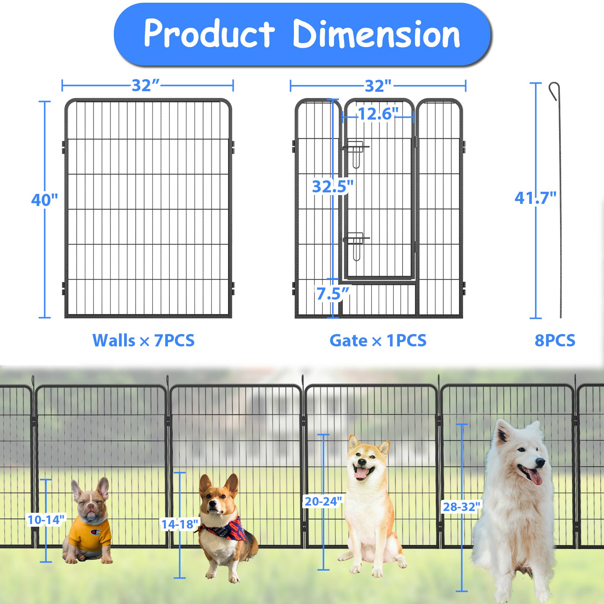 Dog Pens Outdoor Dog Fence Dog Playpen For Large Dogs Dog Kennel Pet Playpen - 5 - CJ