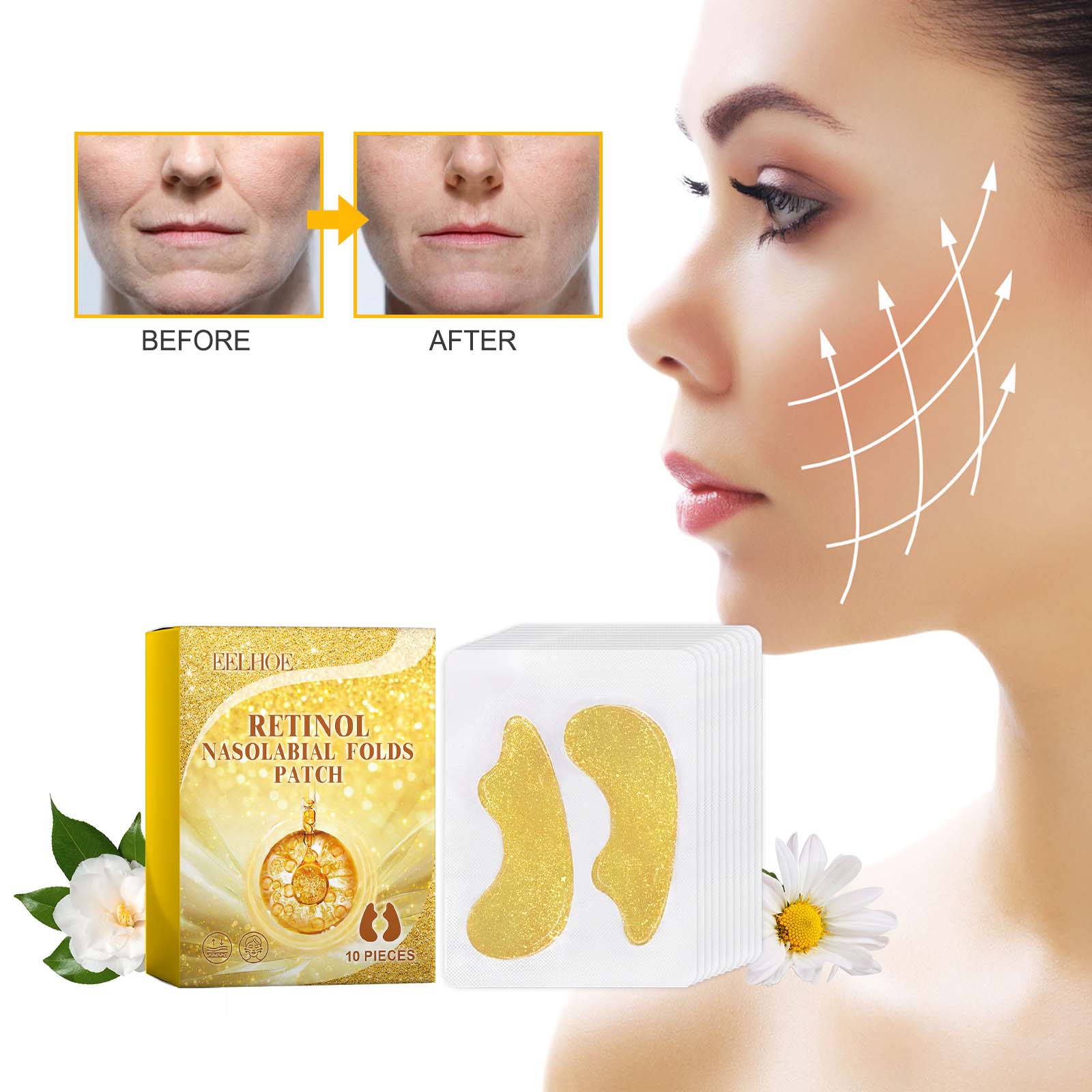 EELHOE Retinol Nasolabial Folds Patch, Nourish Skin Smooth And Delicate Skin Improves And Reduces Fine Lines - 5.0 - CJ