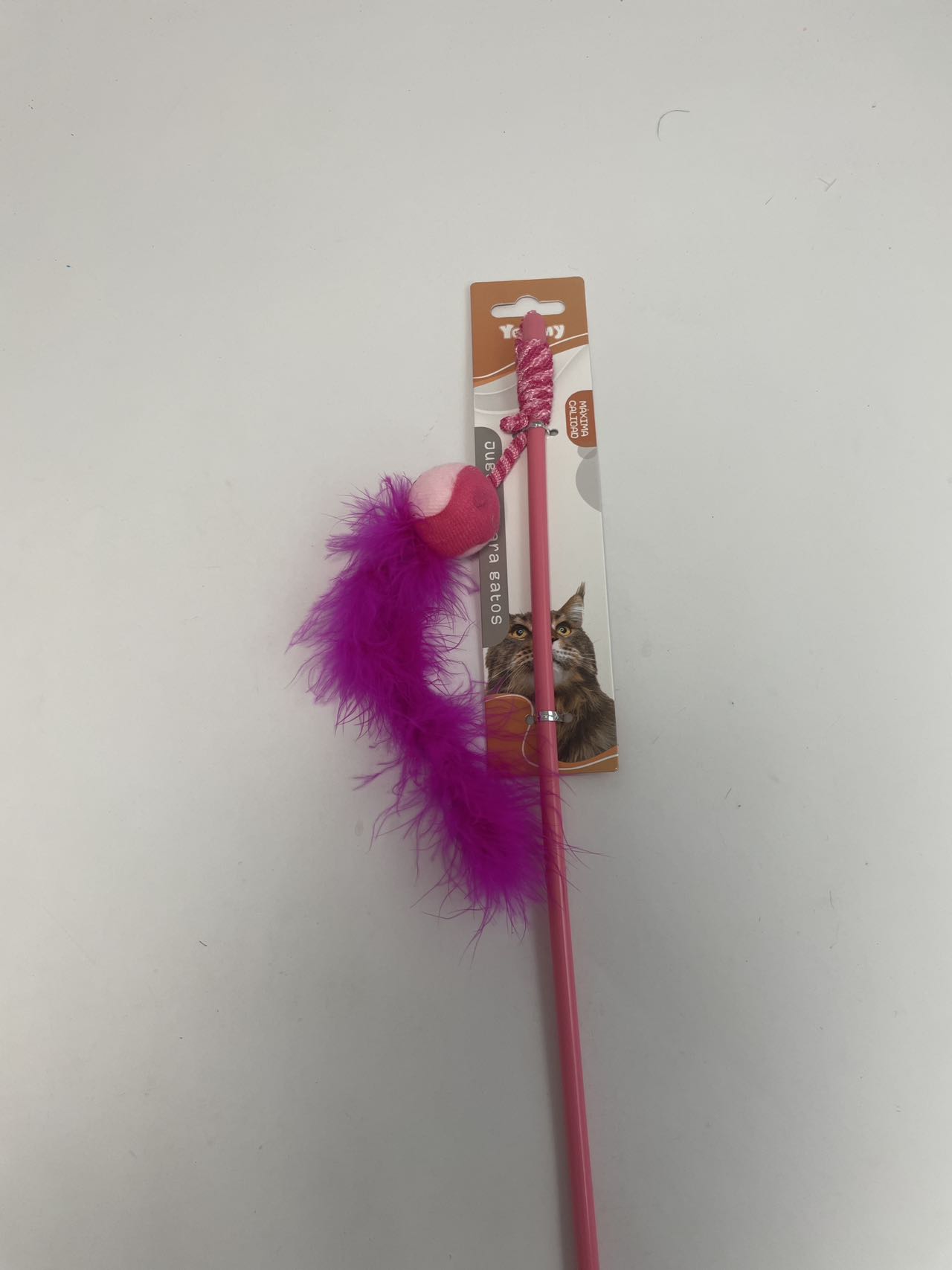 Small Ball Turkey Feather Cat Teaser - 5 - CJ