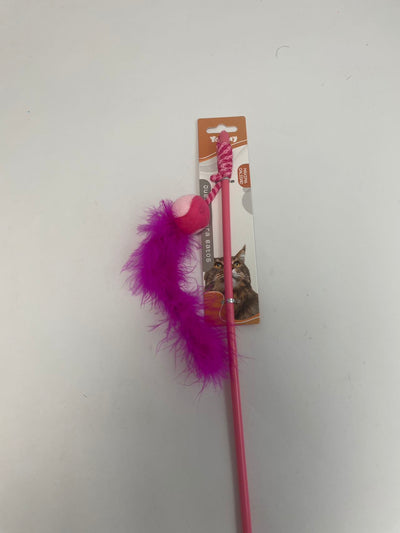 Small Ball Turkey Feather Cat Teaser - 5 - CJ