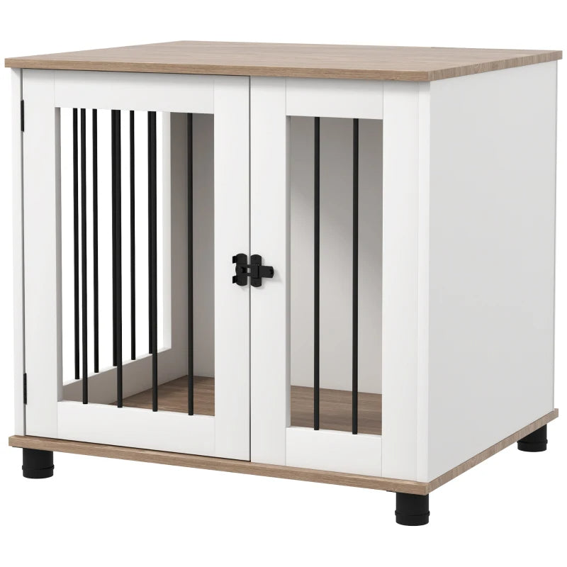 Dog Kennel Furniture Side End Table Indoor With Lockable Door, For Small And Medium Dogs, Walnut Brown - 5 - CJ