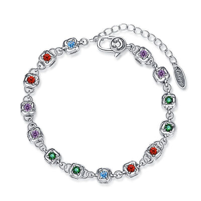 Rainbow Zirconium Dice Bracelet Women S925 Sterling Silver Vintage Fashion Four Sided Diamond - 4 - CJ