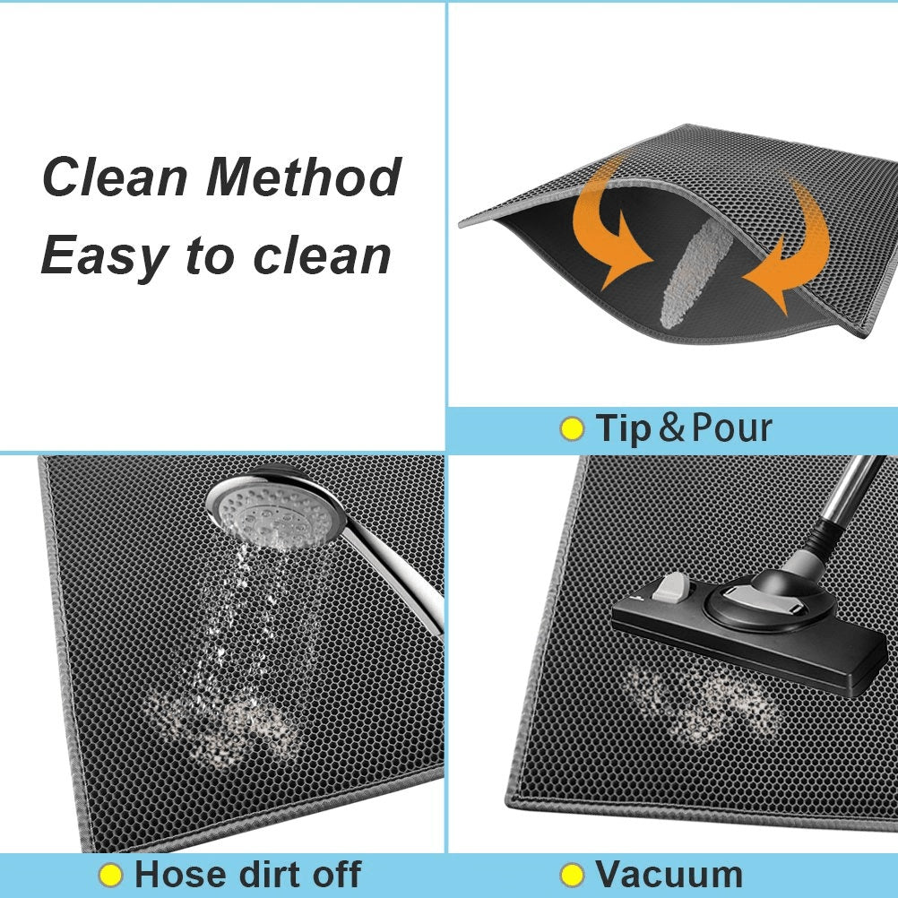 Kitty Cat Litter Mat Trapping Honeycomb Double Layer Design Waterproof Double Layer EVA Cat Litter Pad Waterproof Non - slip Sand Basin Filter Kitten Dog Washable Mattress - 5 - CJ