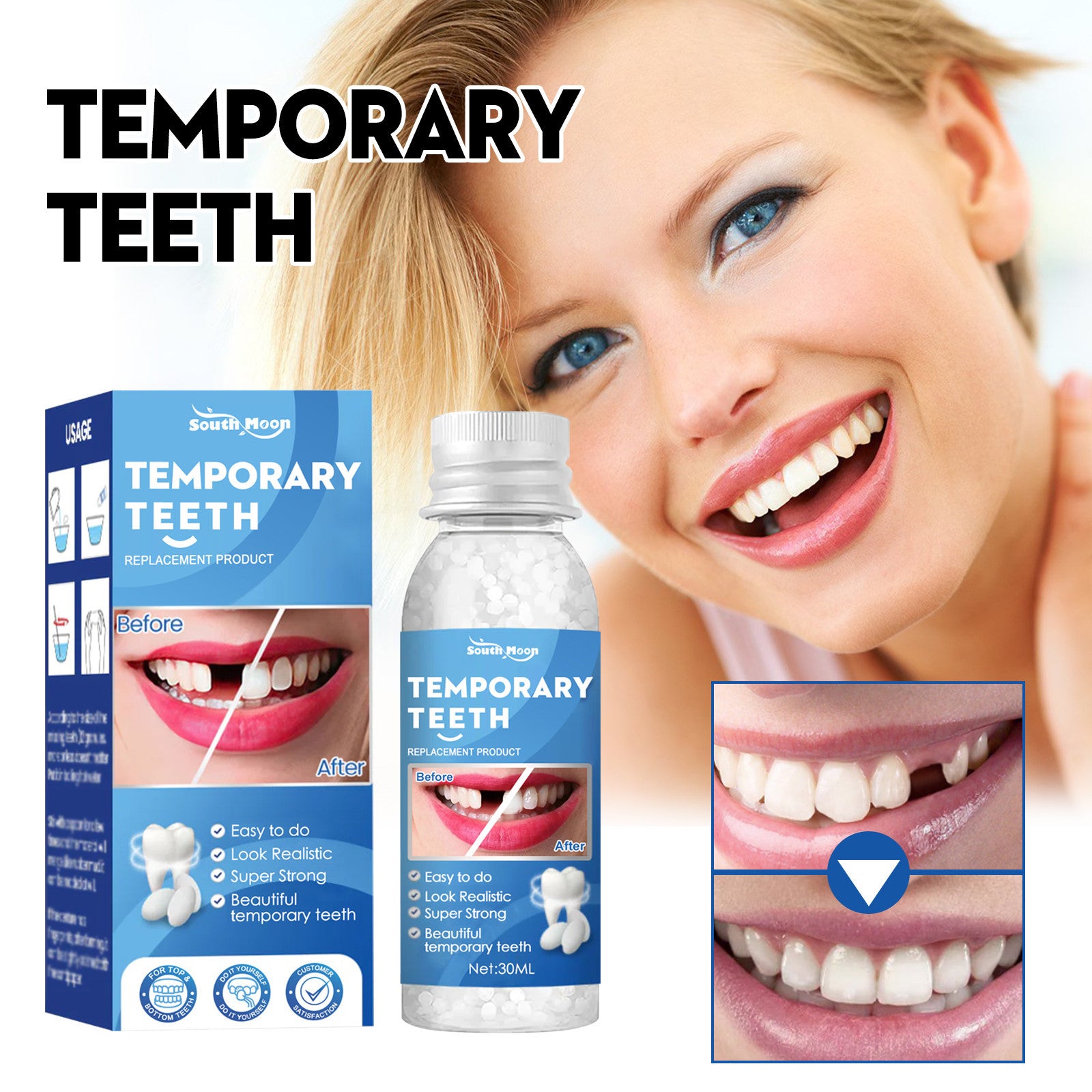 South Moon Solid Dental Gel Fixing Teeth Temporary Filling Cavities Filling Gel Dentures Denture Gap Filling Gel - 5 - CJ