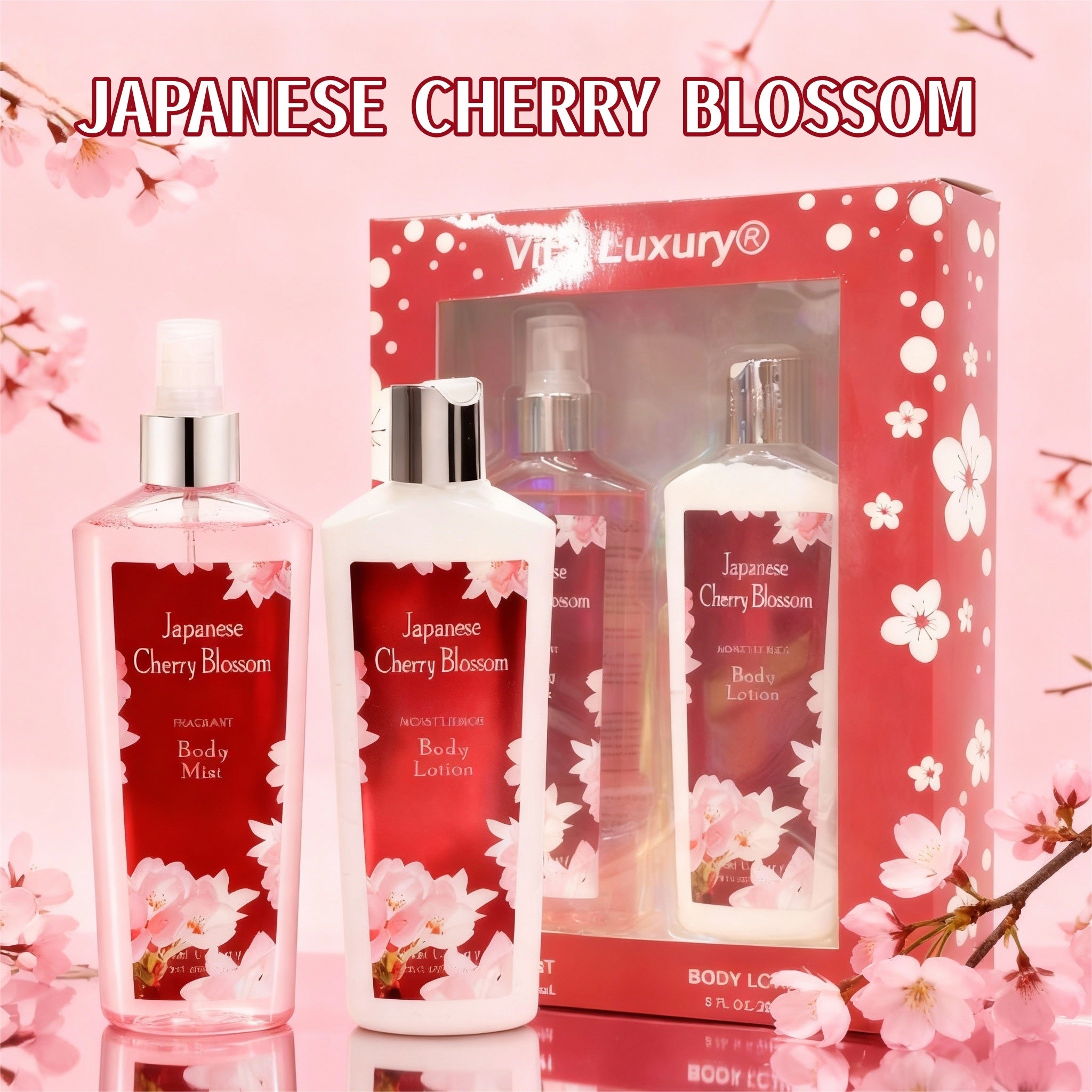 8floz,2-Festival Body Lotion And Spray Set, With A Captivating Cherry Blossom Scent,A Fresh, Sweet, And Elegant Fragrance,The Perfect Holiday Gift For Everyday Use, A Gift Box,And A Holiday, Moth