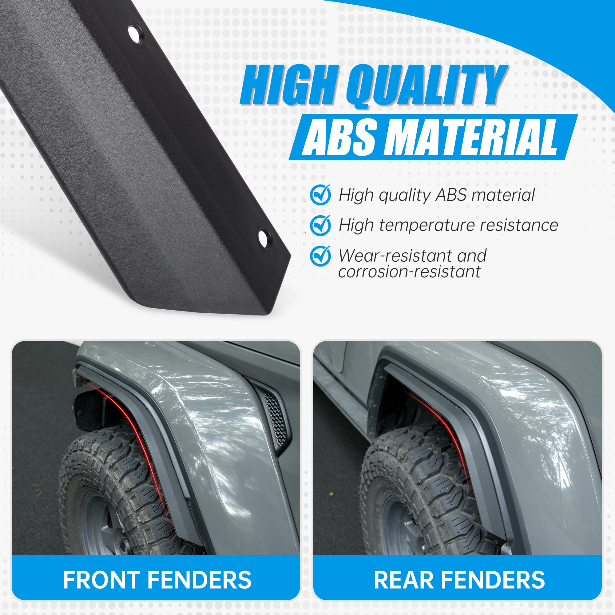 Front And Rear Fenders Compatible With 2020 - 2024 J E E P Wrangler Gladiator JT Sport And Willys - Fit JT Original Low Fender - 5 - CJ