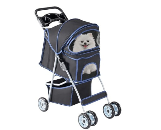 Pet Stroller For Dogs And Cats - Foldable, Lightweight, And Durable - Ideal For Small To Medium Pets - Includes Storage Basket - 5 - CJ