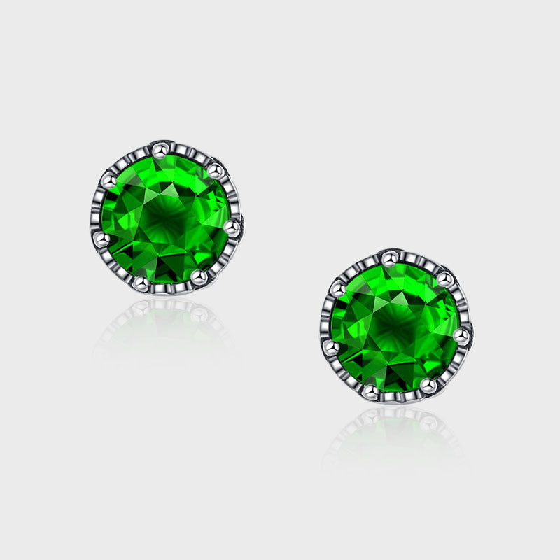 S925 Sterling Silver Emerald Zircon Retro Small Cross Earrings - 4 - https://x.com/titan_prim62775J