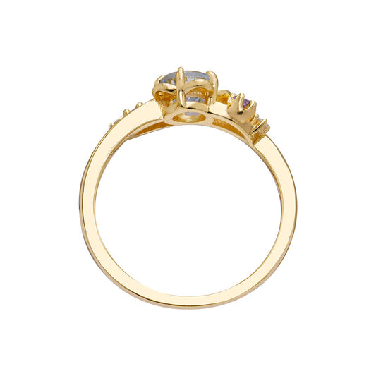 Natural Sky Blue Topaz Flower Ring - 4 - CJ