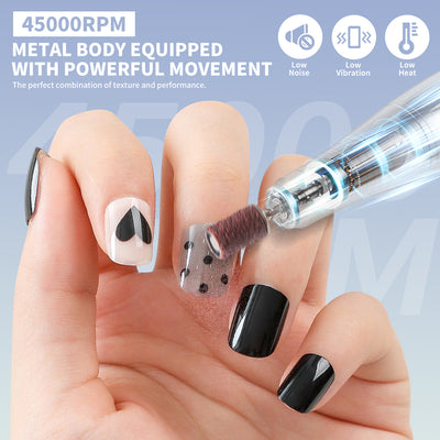 Electric 45000RPM Nail Drill Machine Rechargeable Portable Nail File Electric DIY Nail Drill Kit With Smart LCD Screen For Gel Nail Manicure And Pedicure Reflective Body Etc - 5 - CJ