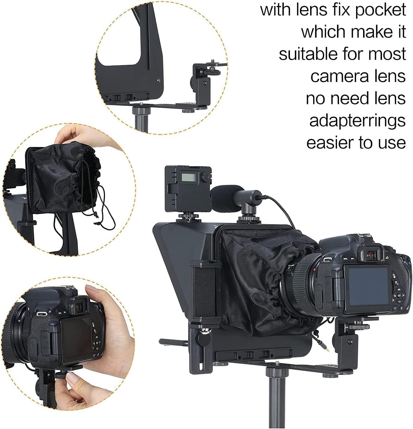 Portable Smartphone SLR Camera Teleprompter With Mobile Phone Holder Remote Control Video Recording Live Interview Stage Speech Video Production Tool
