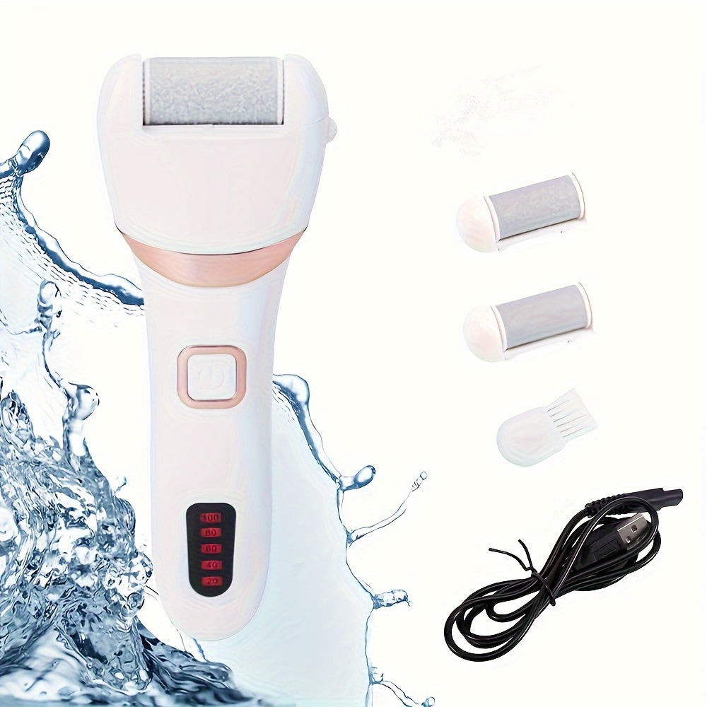 Electric Foot Grinder And Callus Remover, Electric Foot Polisher, Rechargeable Foot Washing And Pedicure Kit, Suitable For Cracked Heels And Dead Skin, With 3 Roller Heads - 5 - CJ