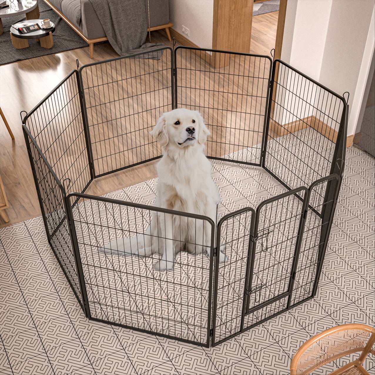 Dog Pens Outdoor Dog Fence Dog Playpen For Large Dogs Dog Kennel Pet Playpen - 5 - CJ