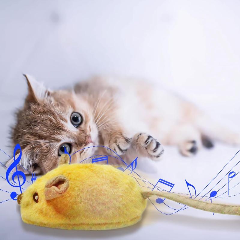 Interactive Cat Toys Mouse With LED Lights ForIndoor Cats USB Rechargeable Cat Mouse Toysfor Cats, Moving Automatic Chirping Squeakywith Feather Tail For All Breeds Cat Catnip Toys Forinteractive Toys - 5 - CJ