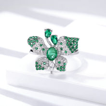 Butterfly Ring S925 Silver Set Natural Emerald - 4 - CJ