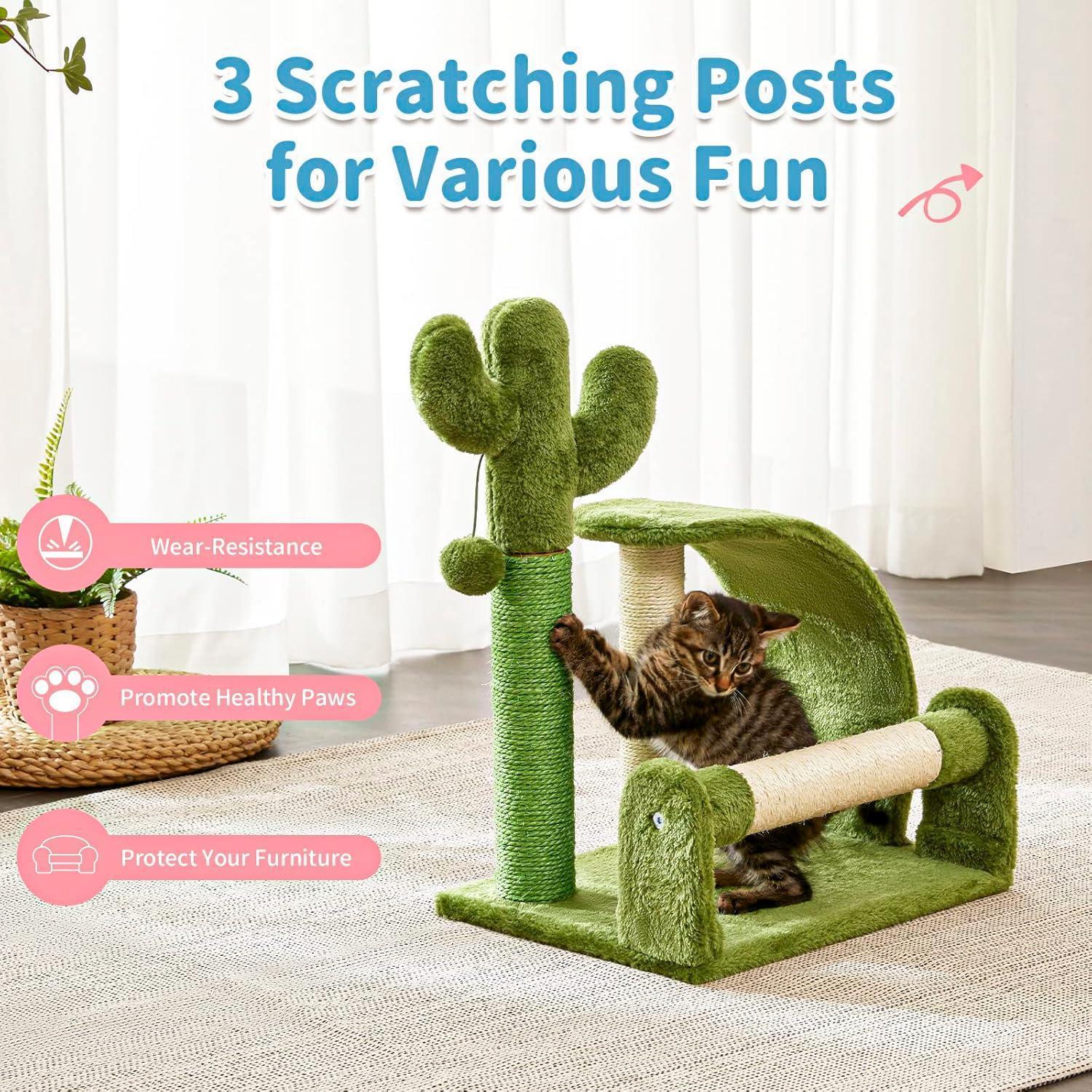 Cactus Shape Natural Sisal Rope Easy To Assemble Green Cat Scratching Post - 5 - cjdroshippping