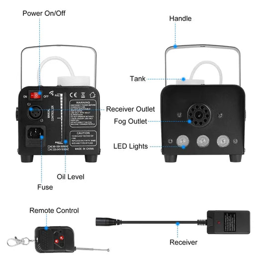 400W Fog Machine RGB LED Party Club DJ Fogger Rapid Heating Remote Control Wedding Stage Smoke Machine - 5 - CJ
