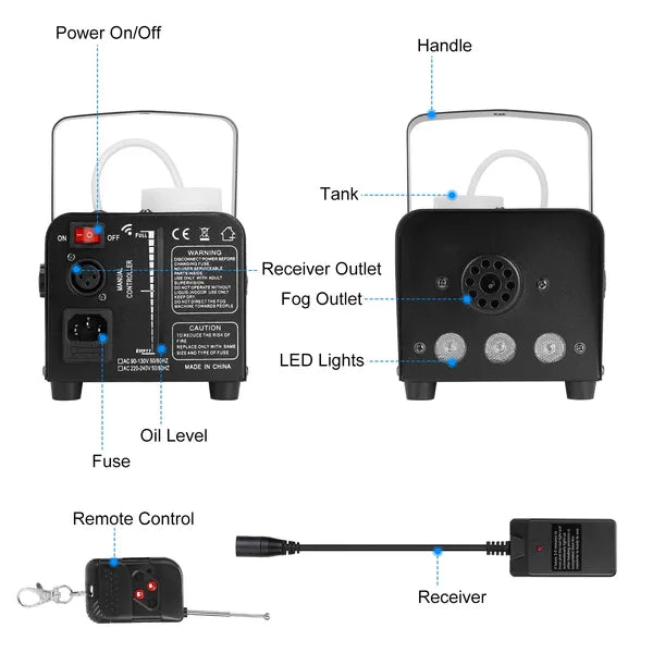 400W Fog Machine RGB LED Party Club DJ Fogger Rapid Heating Remote Control Wedding Stage Smoke Machine - 5 - CJ