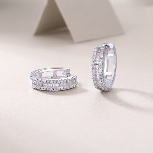 1Woven Light Luxury Fashion Diamond Earrings Stud Inlaid With Mosan Diamond Silver Ornaments Prohibit TikTok sales - 5 - CJ