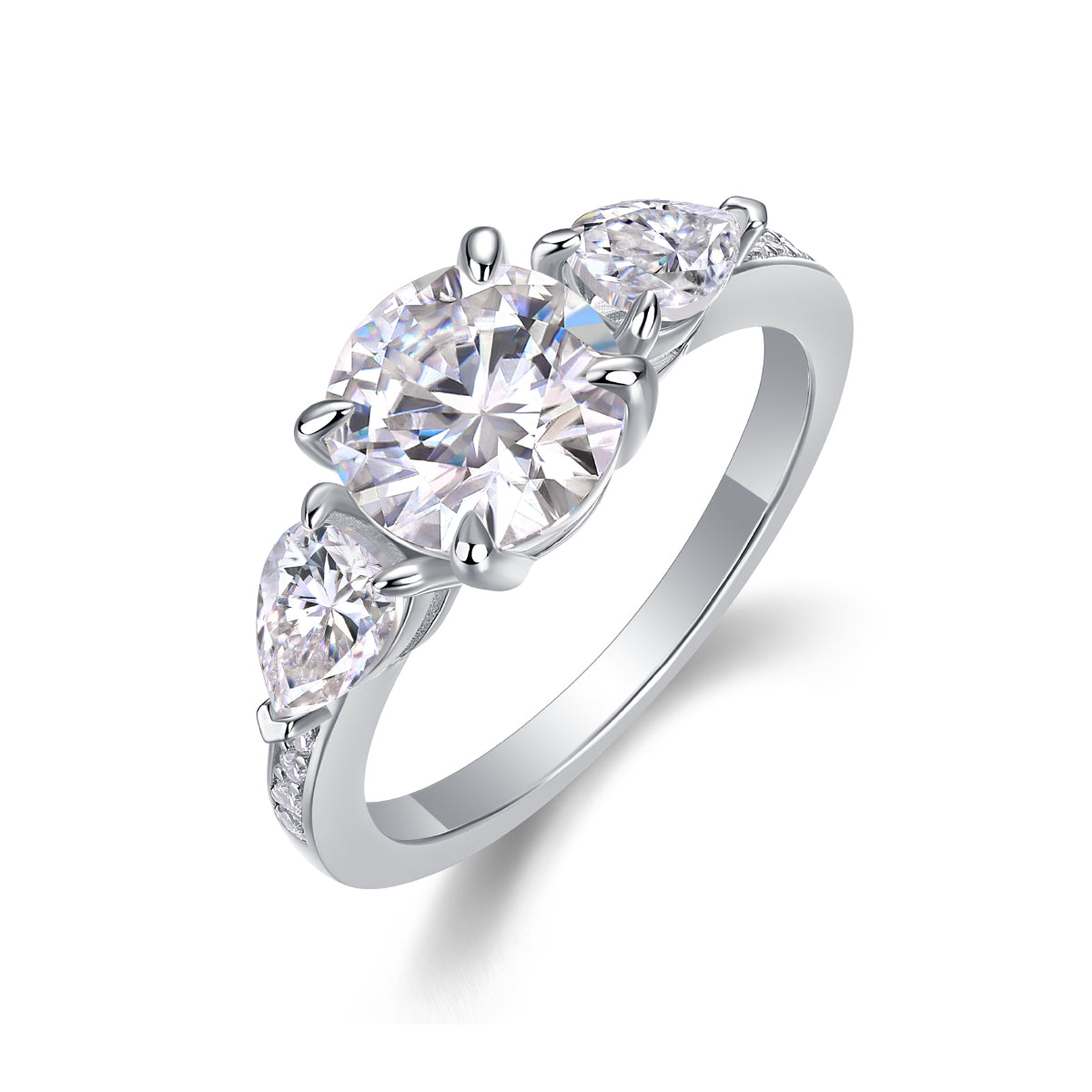 1Large Diamond Ring Luxury Fashion Set Moissanite Silver Ring Prohibit Tk Sales - 5 - CJ