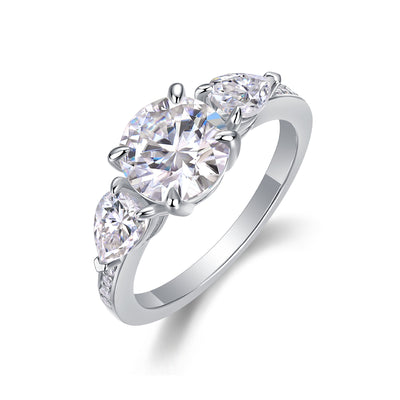 1Large Diamond Ring Luxury Fashion Set Moissanite Silver Ring Prohibit Tk Sales - 5 - CJ